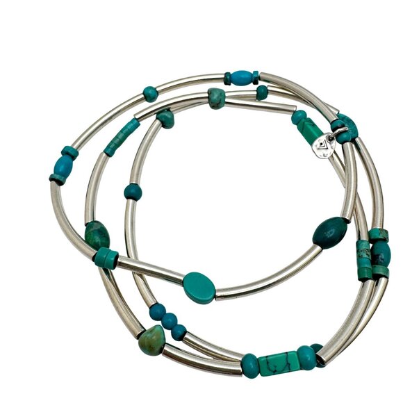 Silpada 3 Turquoise Bracelets Sterling Silver Stretch To 8" Vintage Gift - Picture 2 of 8